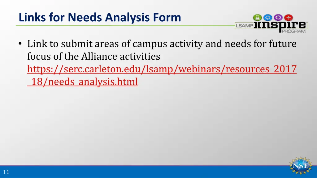 links for needs analysis form