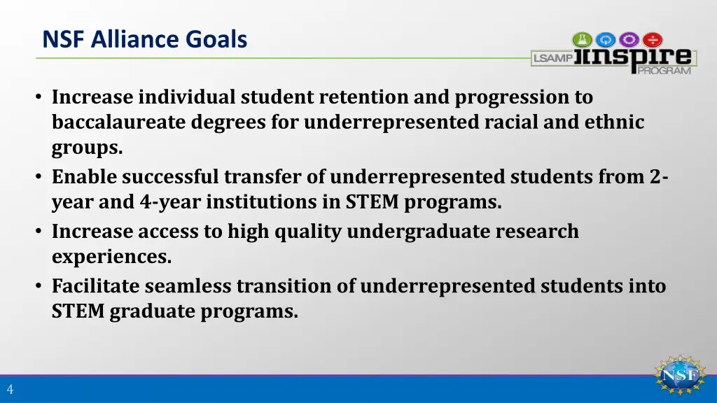 nsf alliance goals