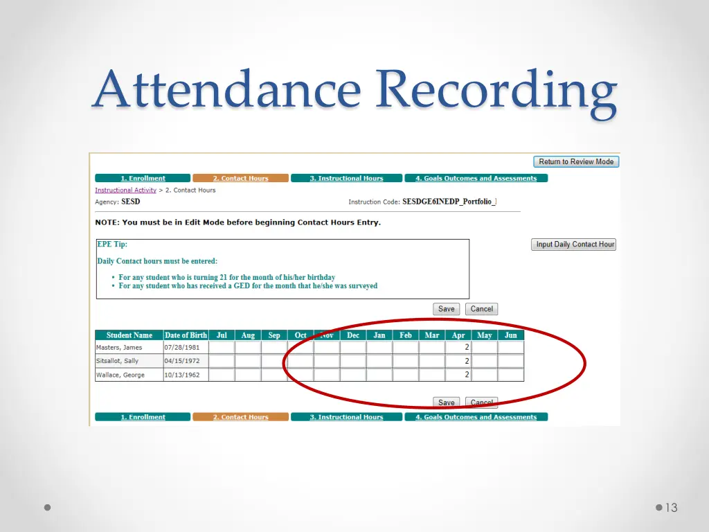 attendance recording 4