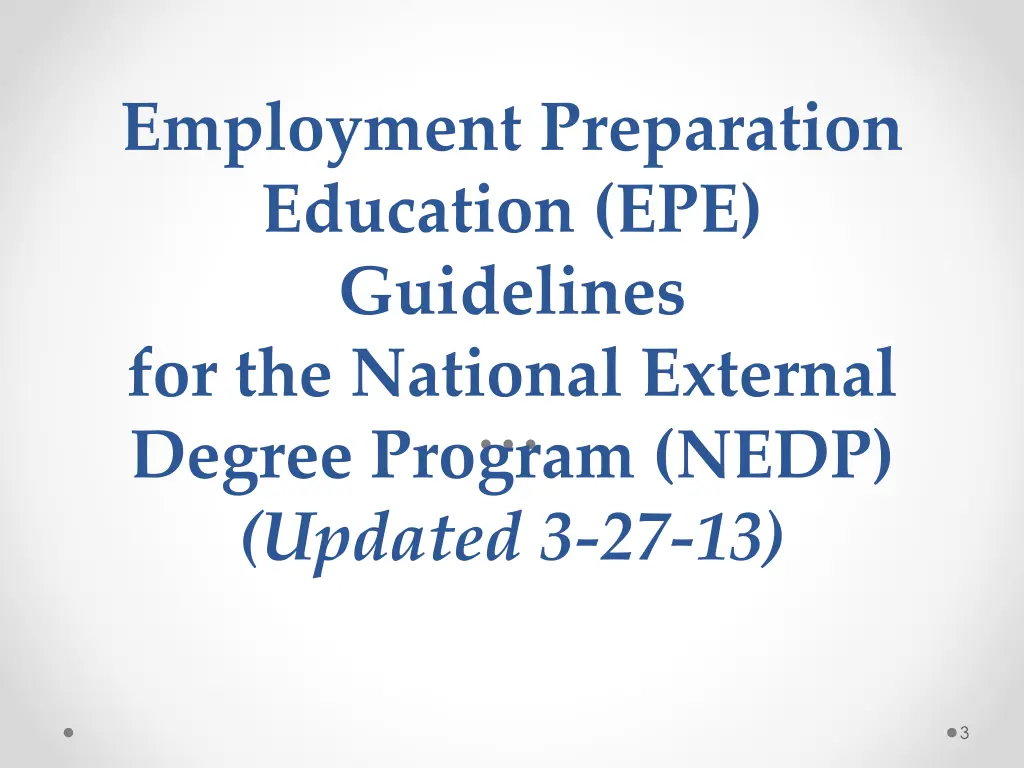 employment preparation education epe guidelines