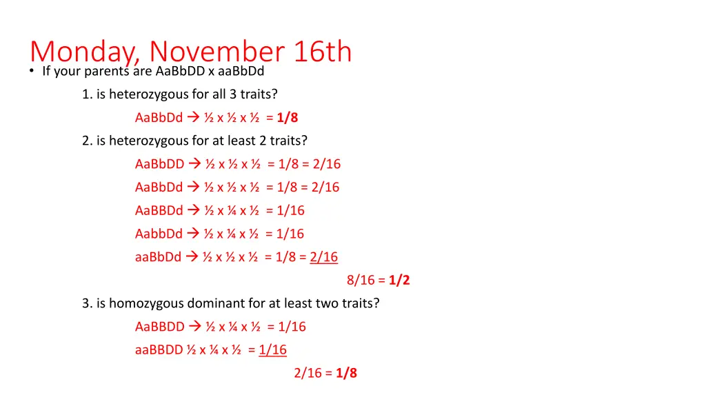 monday november 16th if your parents are aabbdd