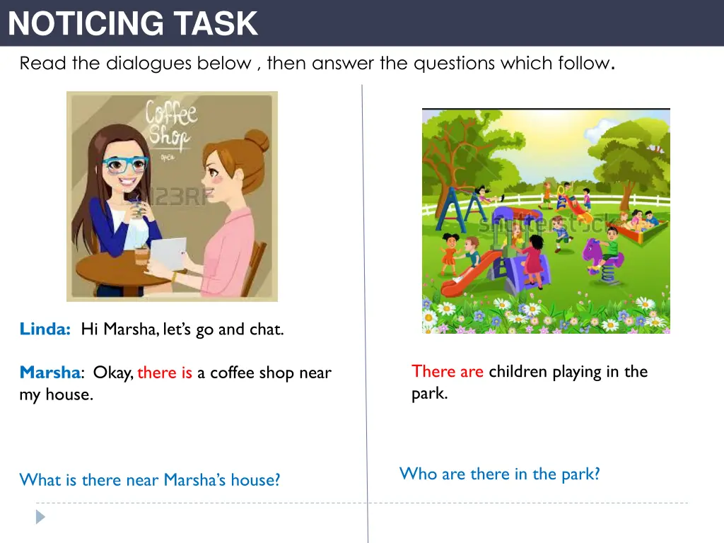 noticing task read the dialogues below then