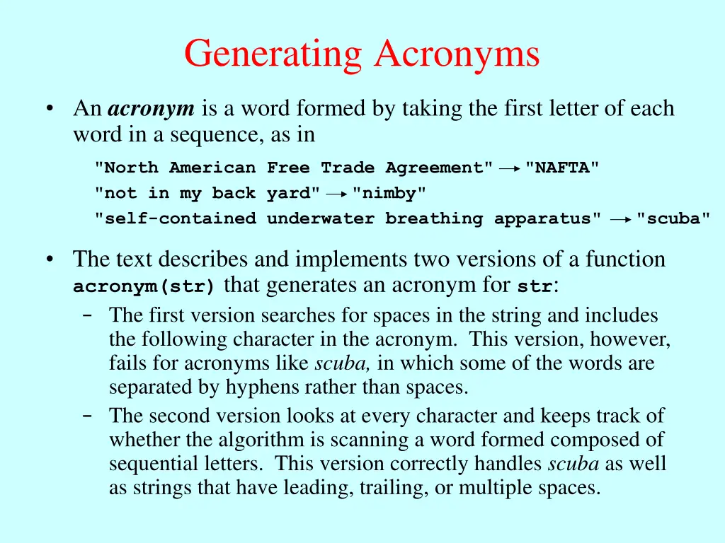 generating acronyms