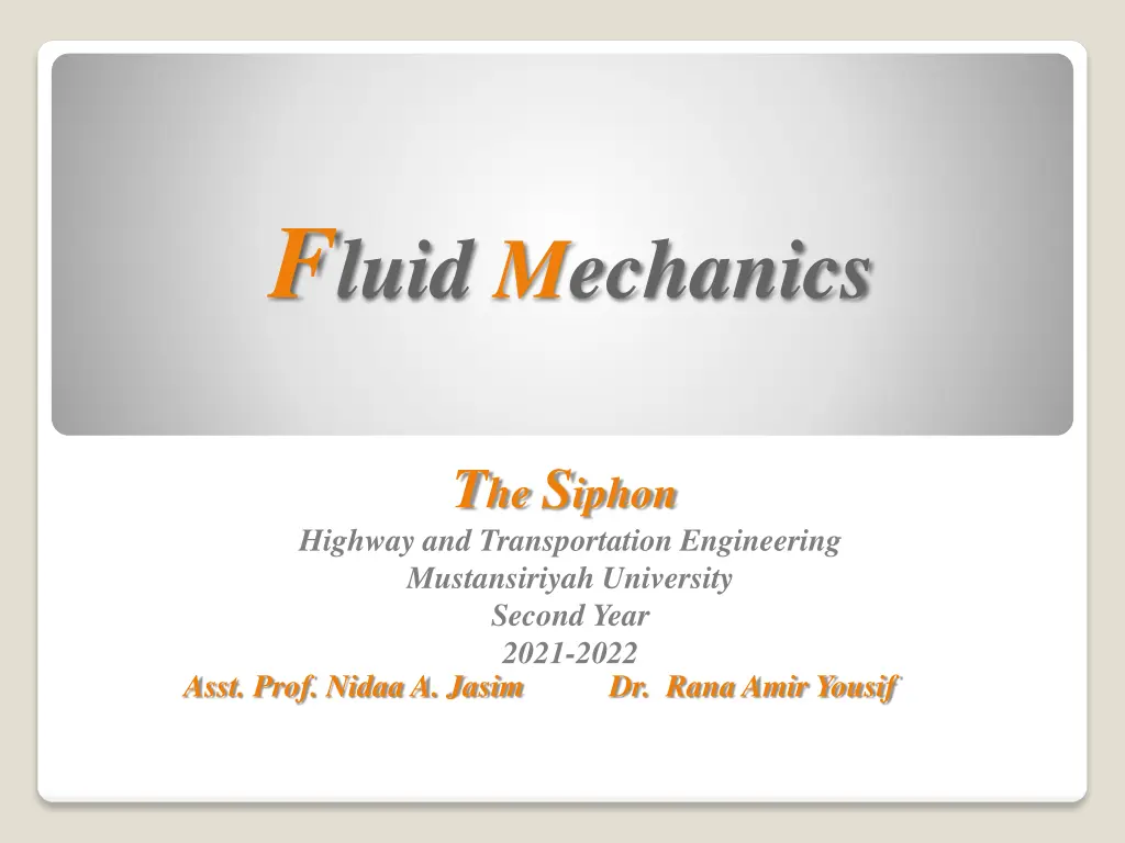 f luid mechanics