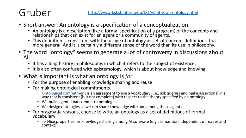 gruber short answer an ontology