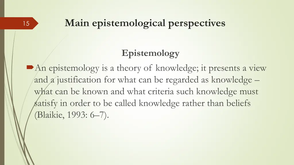 main epistemological perspectives