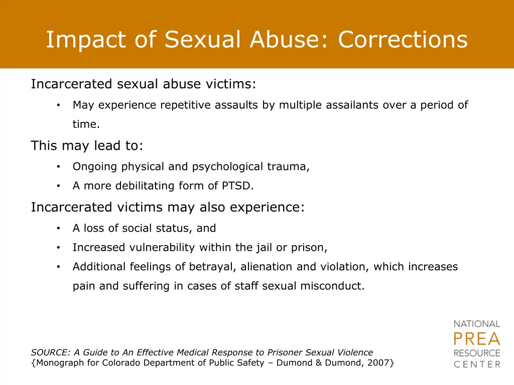 impact of sexual abuse corrections