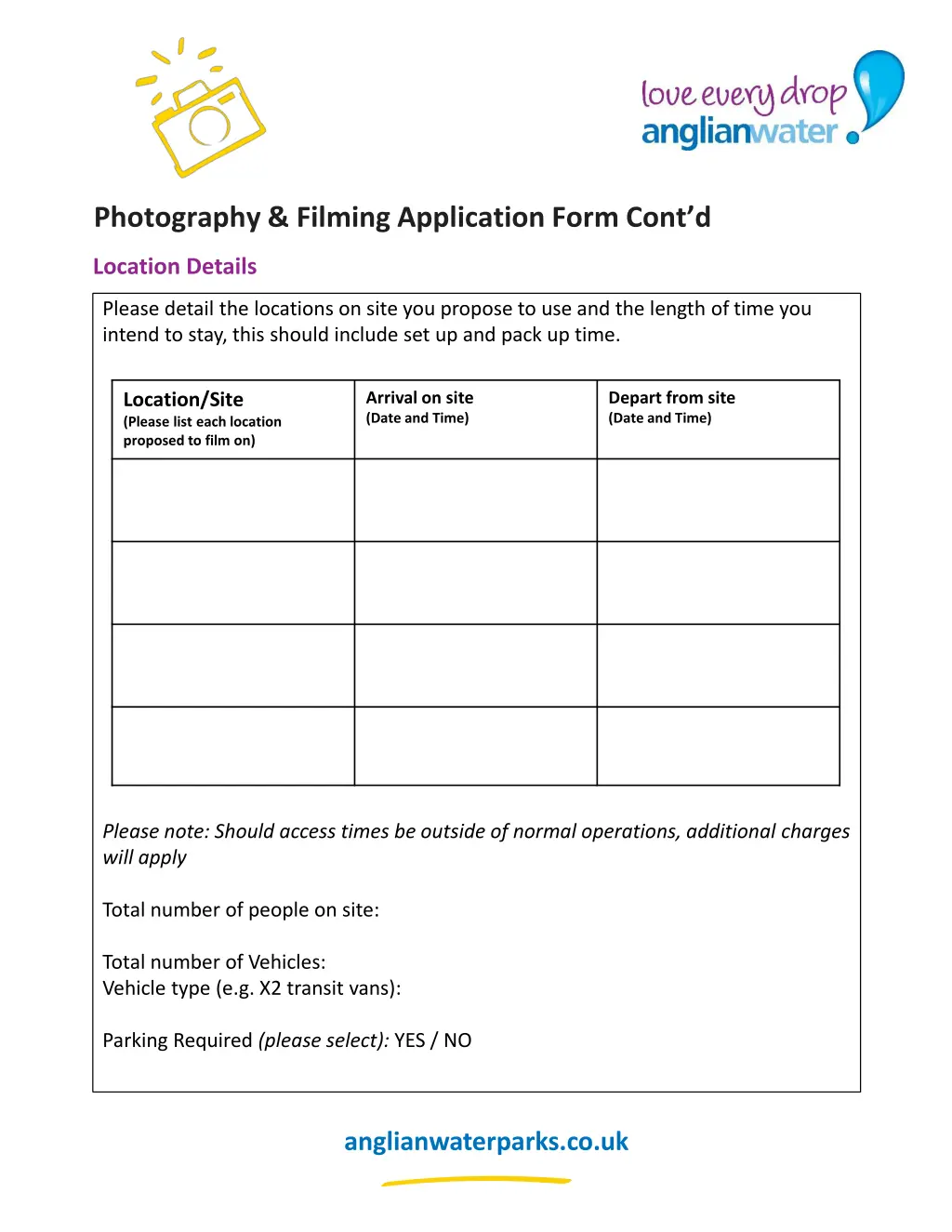 photography filming application form cont d 1