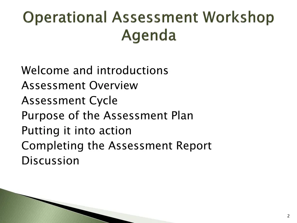 welcome and introductions assessment overview
