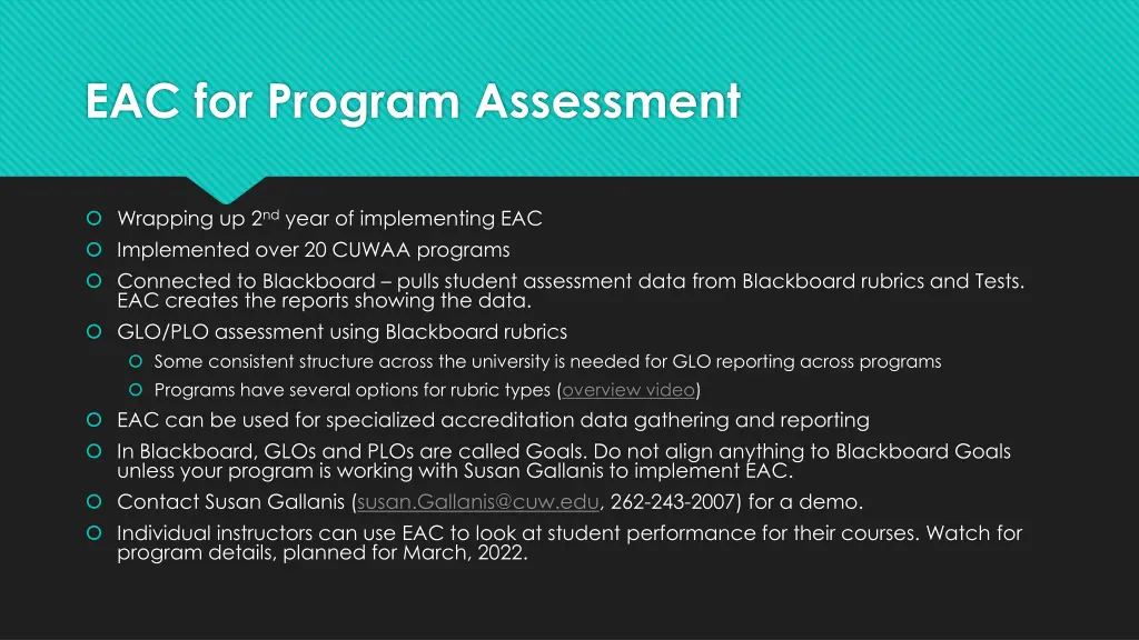 eac for program assessment