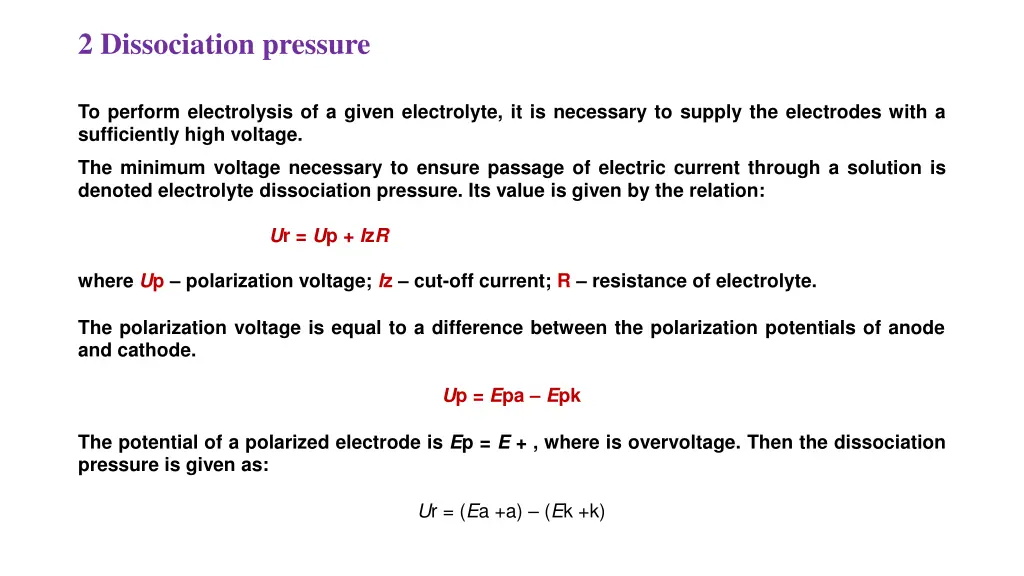2 dissociation pressure