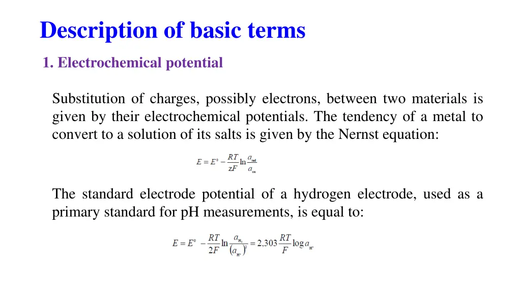 description of basic terms