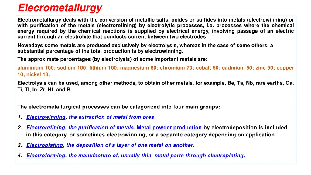elecrometallurgy