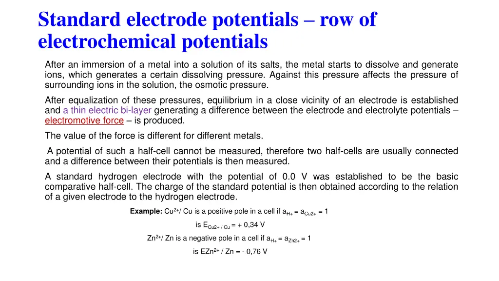 standard electrode potentials