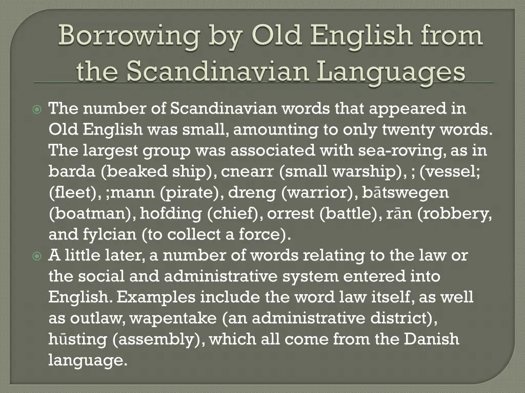 the number of scandinavian words that appeared