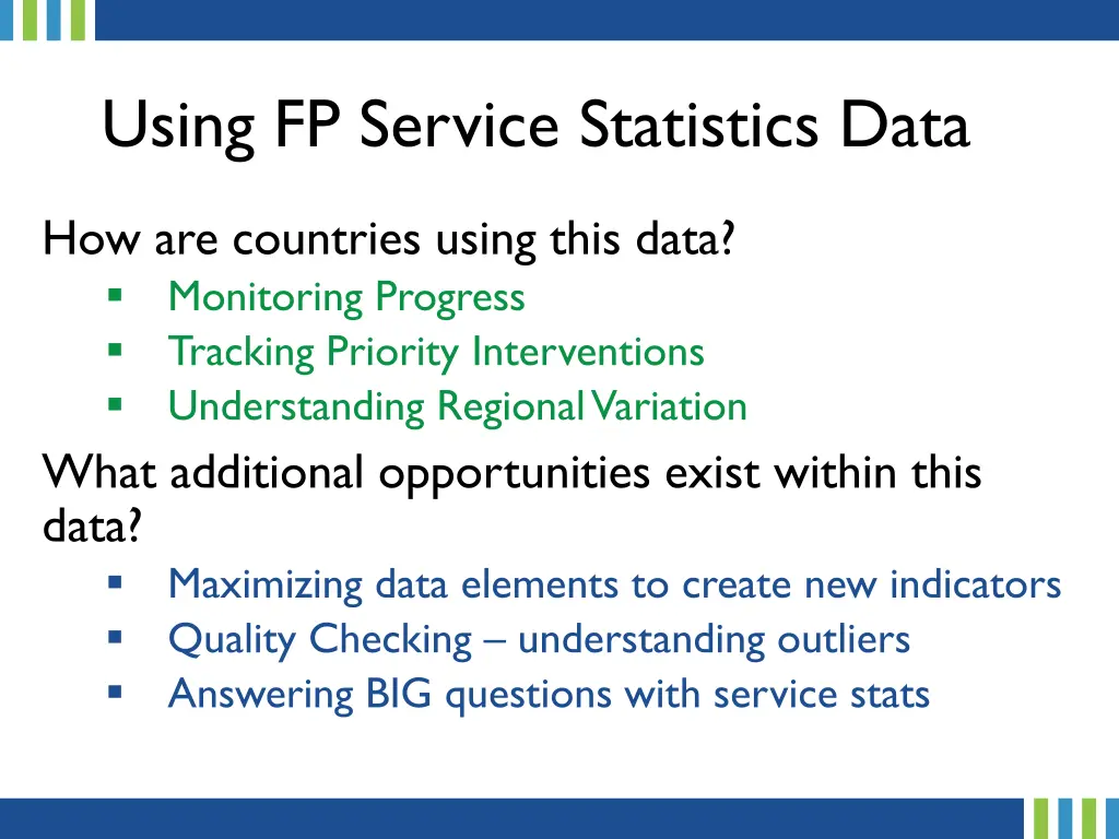 using fp service statistics data