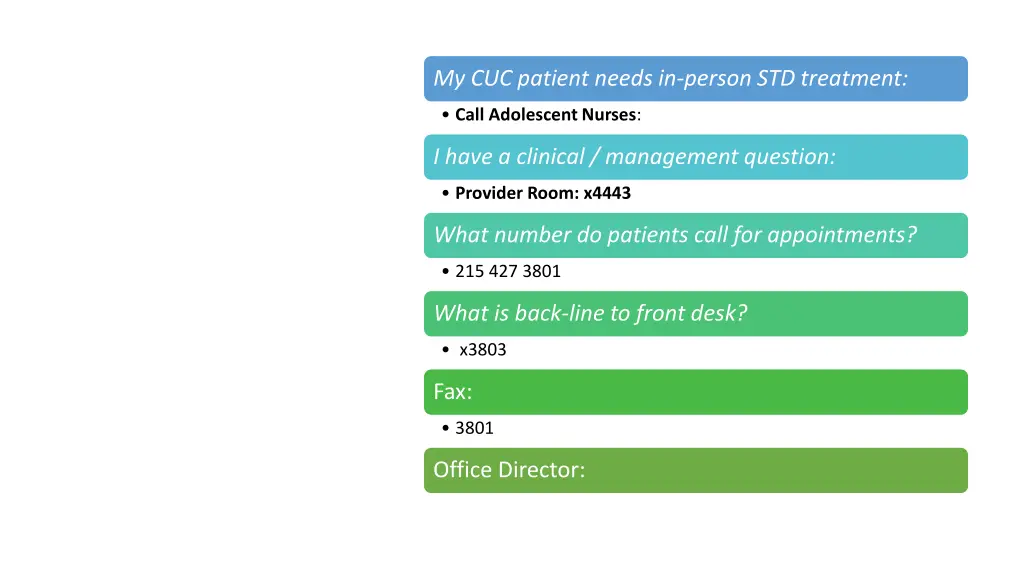 my cuc patient needs in person std treatment