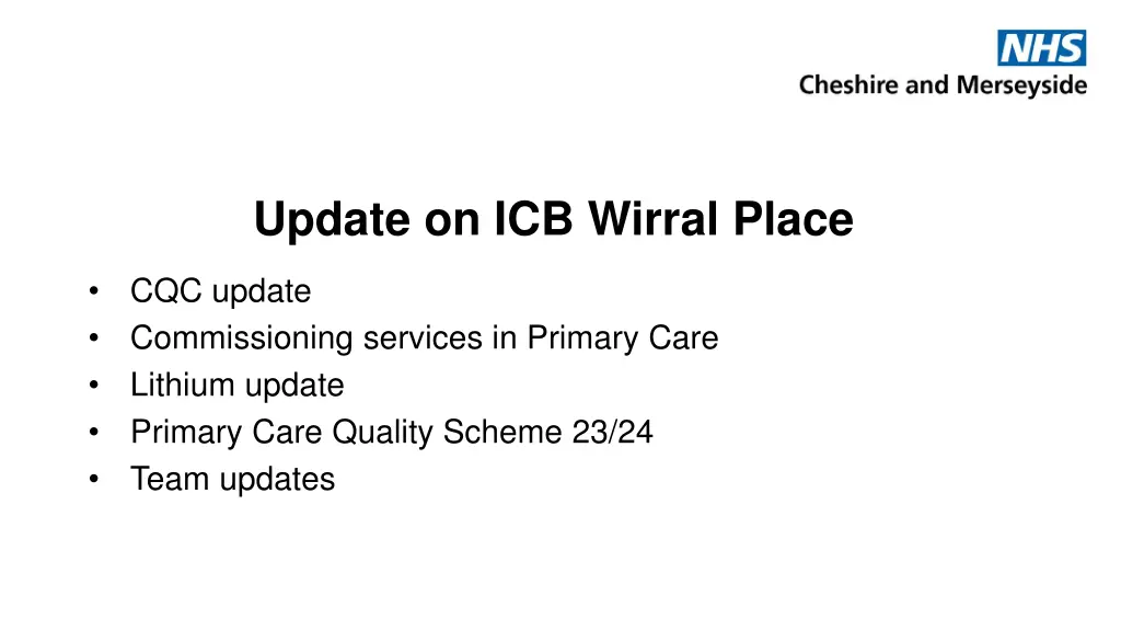 update on icb wirral place