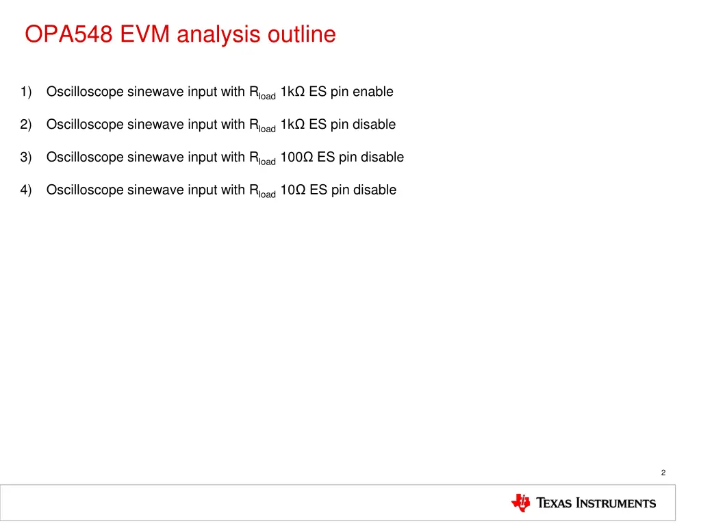 opa548 evm analysis outline