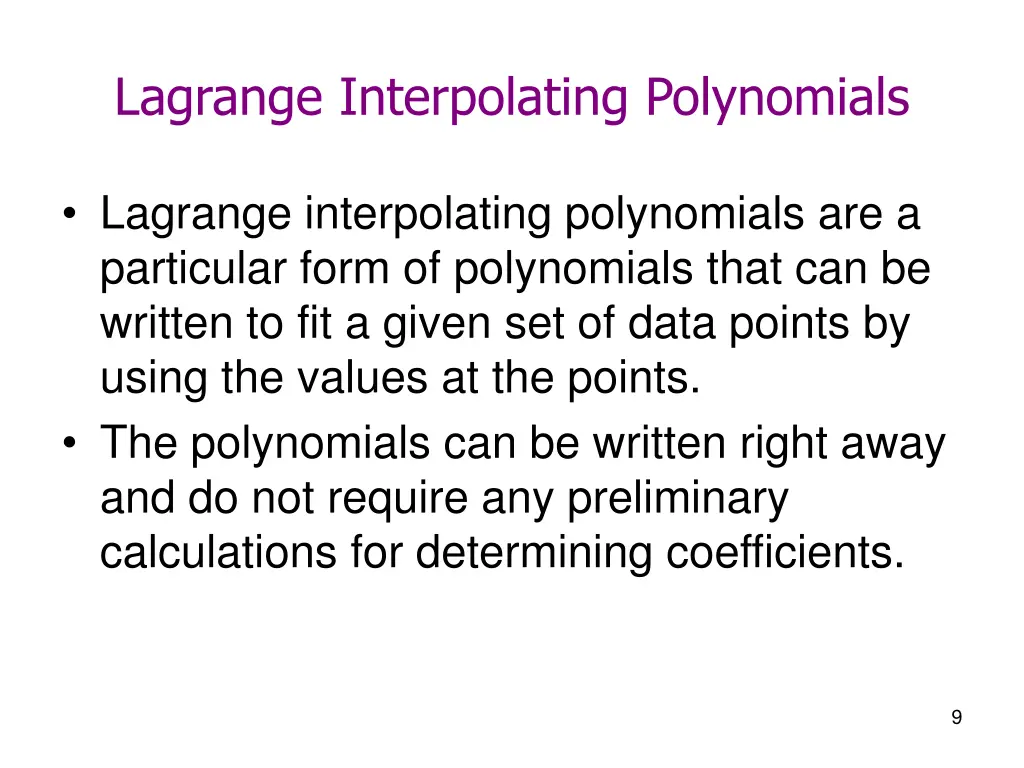 lagrange interpolating polynomials