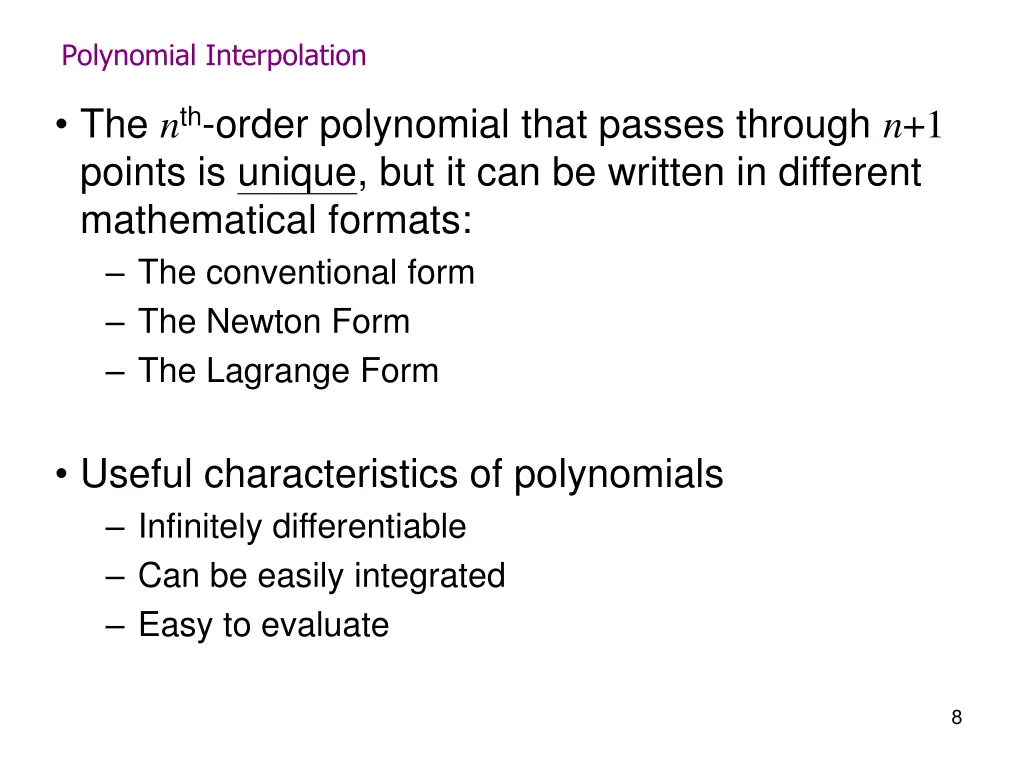 polynomial interpolation