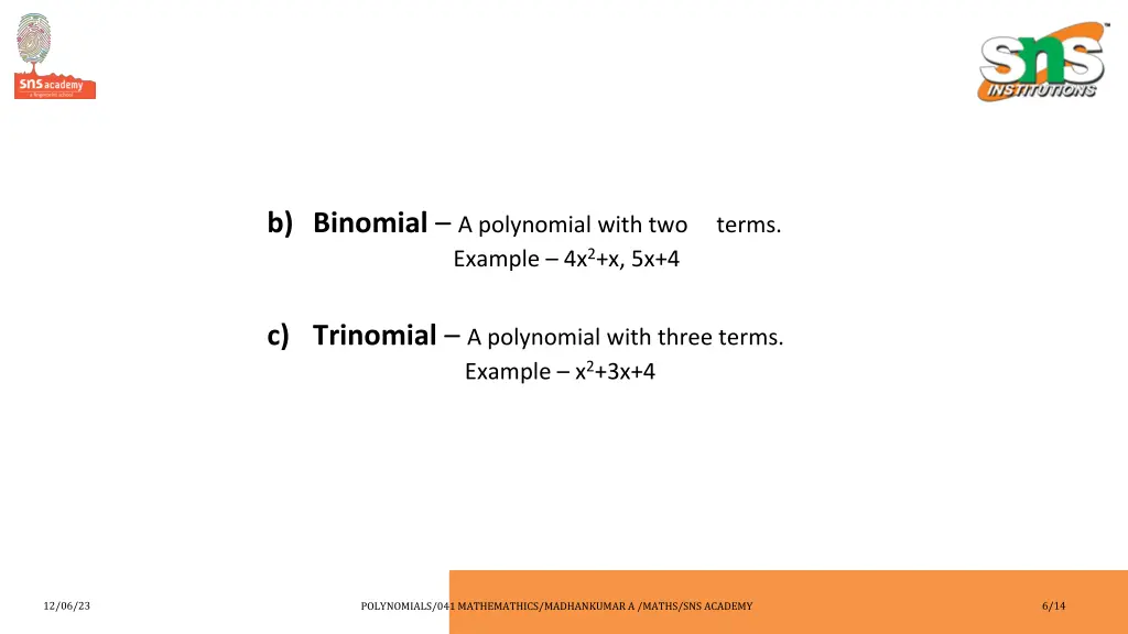b binomial a polynomial with two terms example