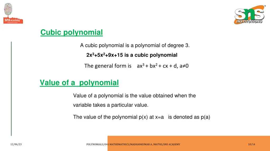 cubic polynomial