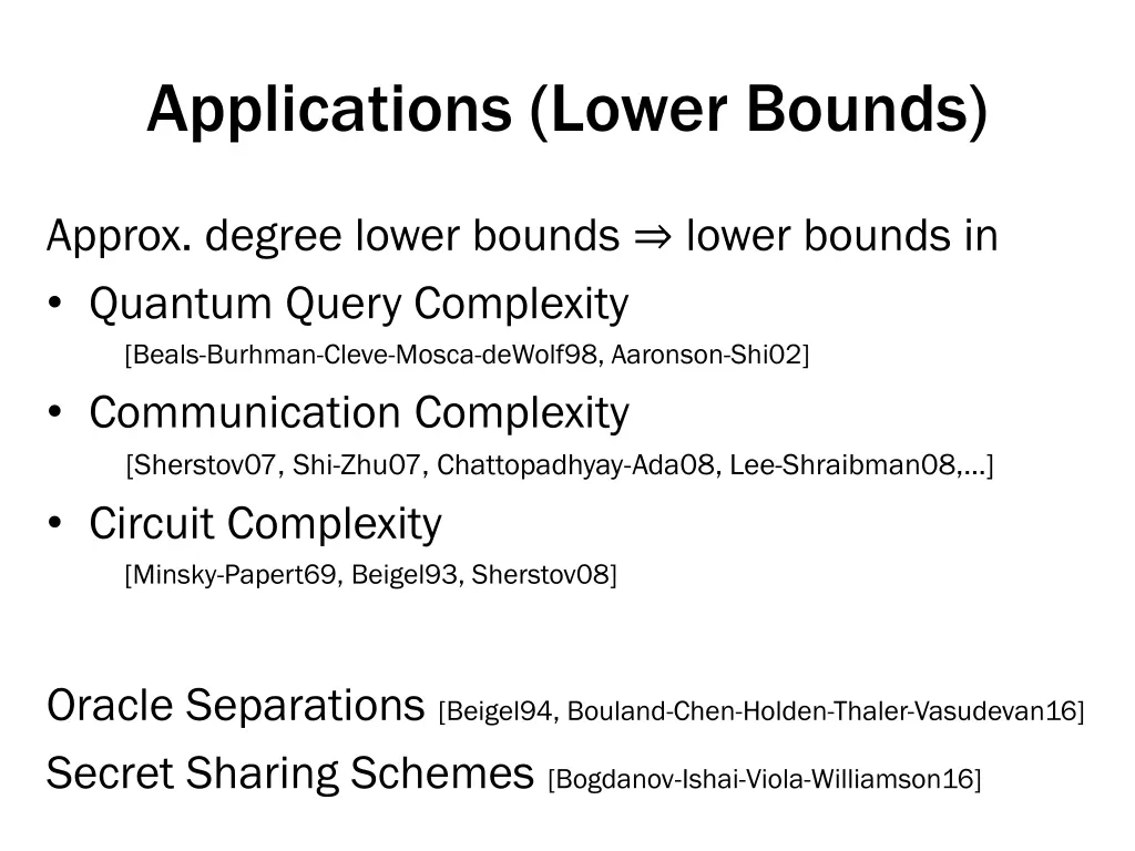 applications lower bounds