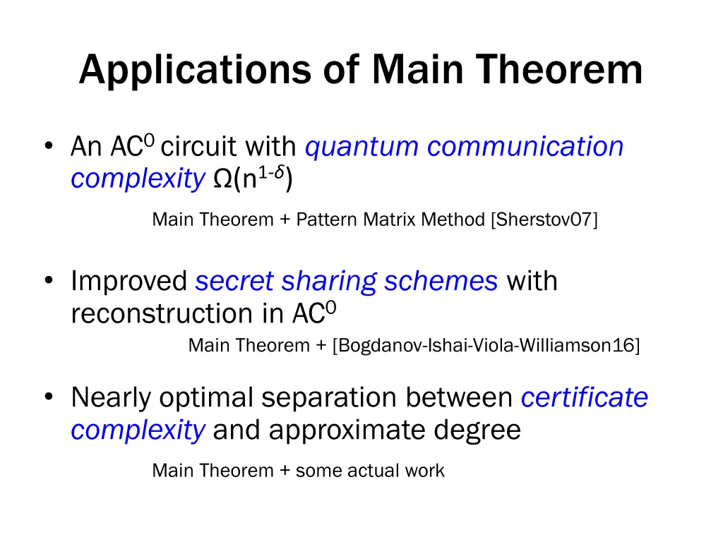 applications of main theorem