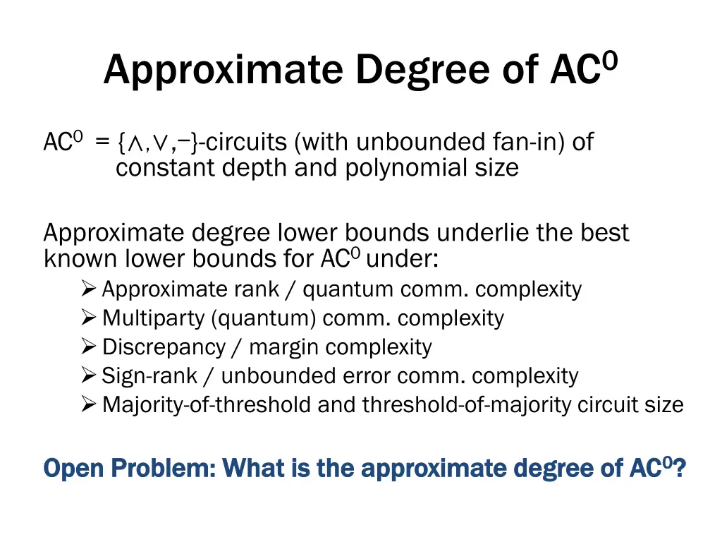 approximate degree of ac 0