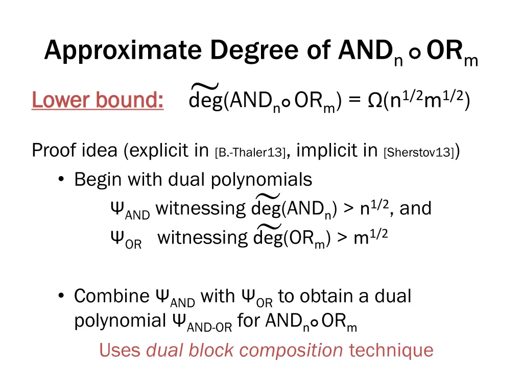 approximate degree of and n or m 2