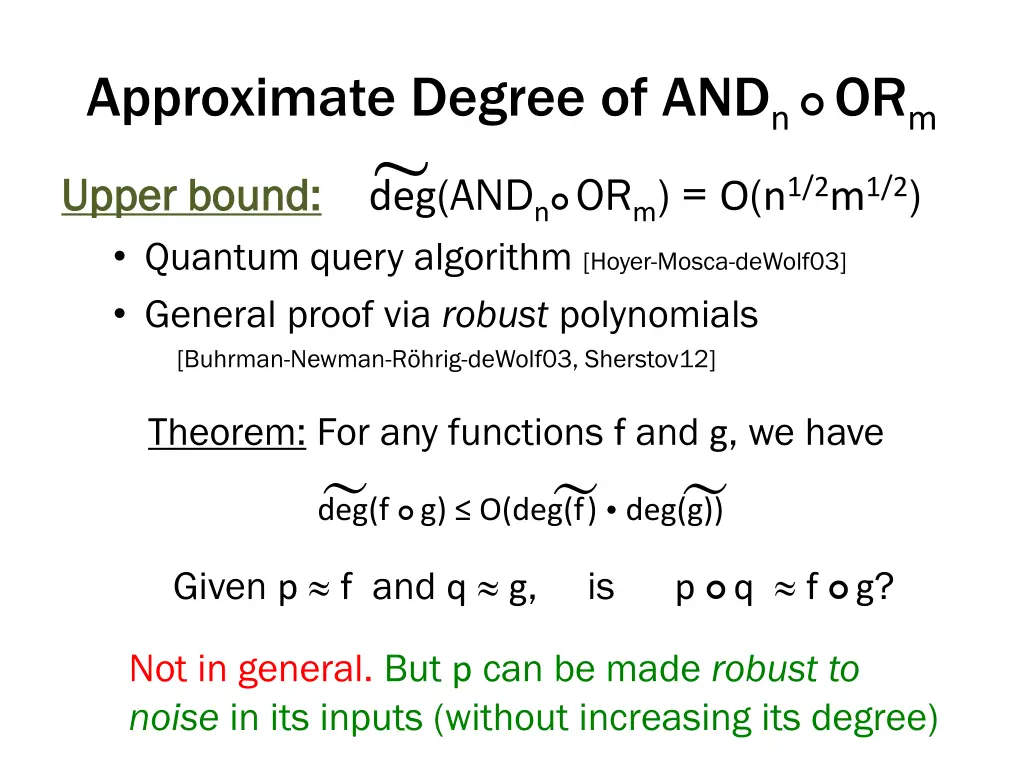 approximate degree of and n or m