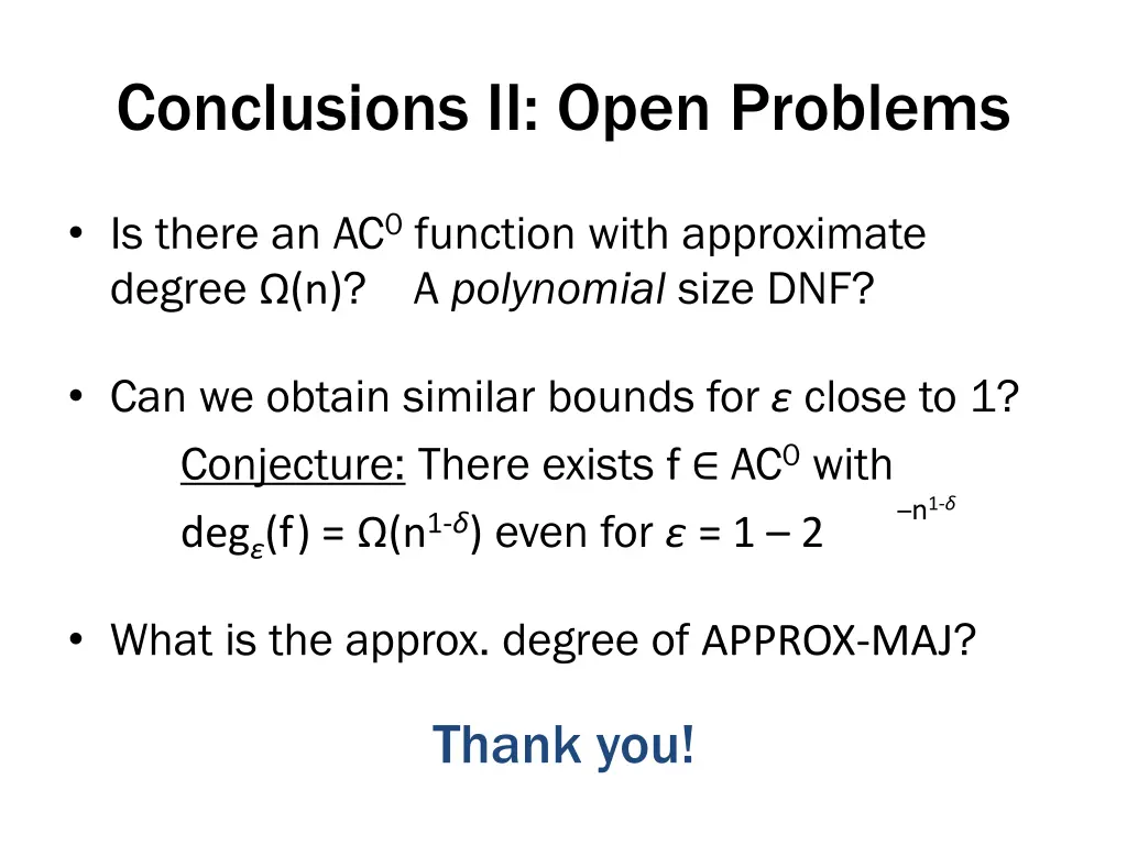conclusions ii open problems