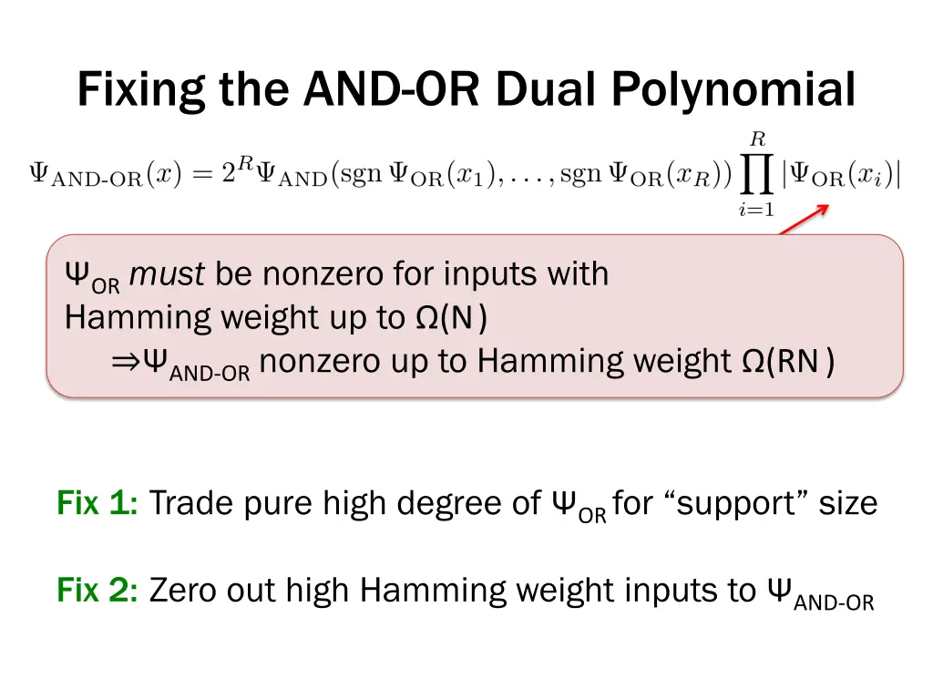fixing the and or dual polynomial 1