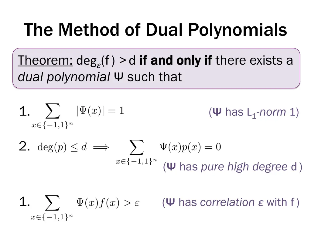 the method of dual polynomials 1