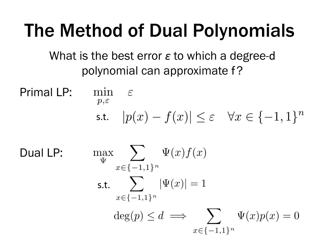 the method of dual polynomials