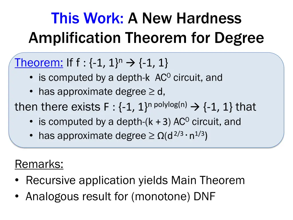 this work a new hardness amplification theorem