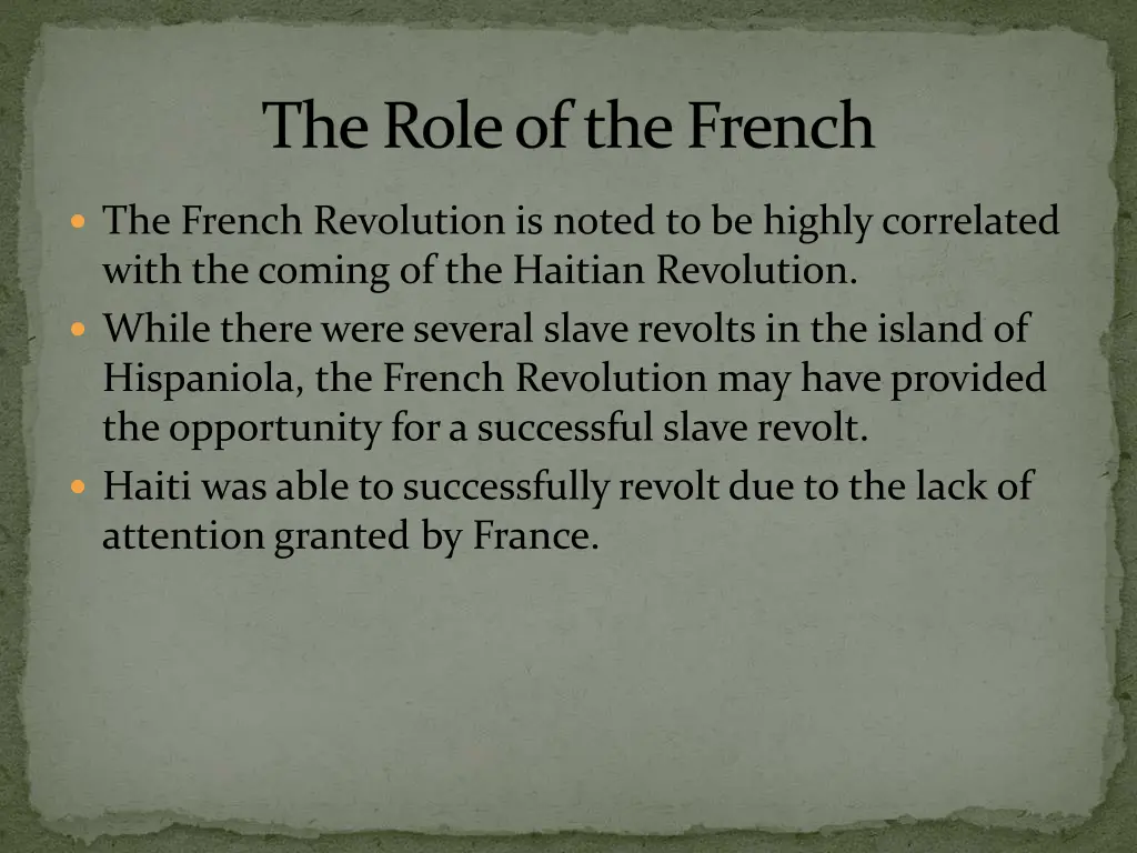 the role of the french