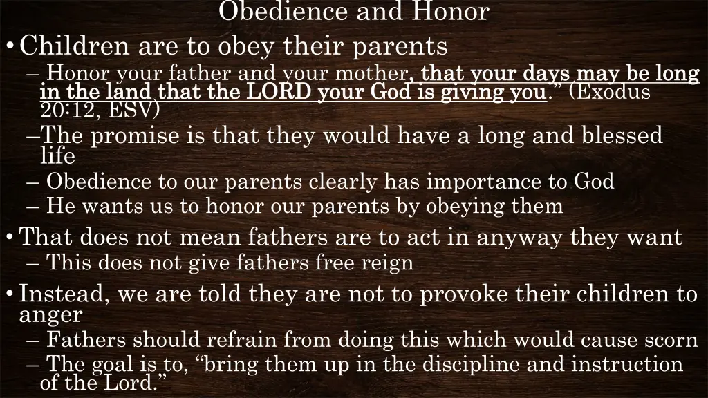 obedience and honor