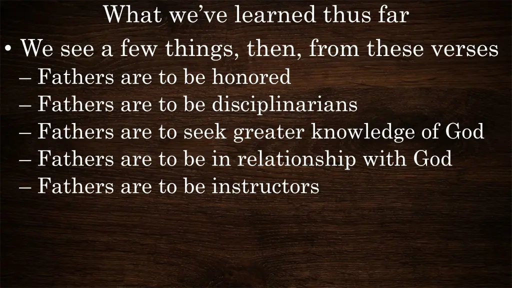 what we ve learned thus far we see a few things