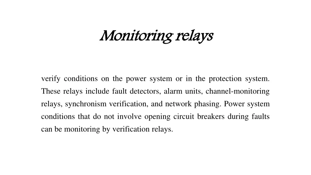 monitoring relays
