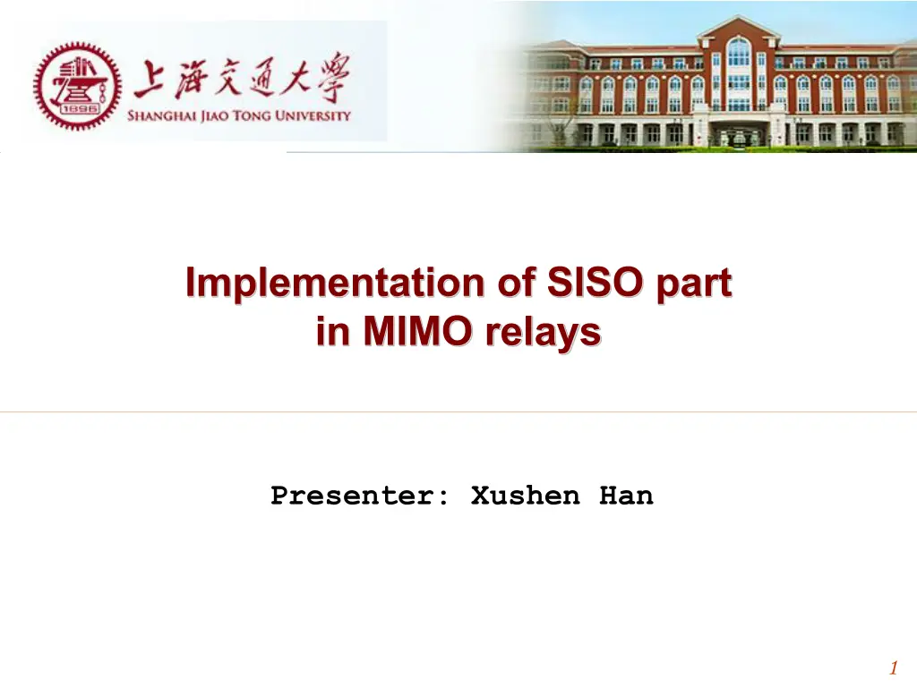 implementation of siso part in mimo relays