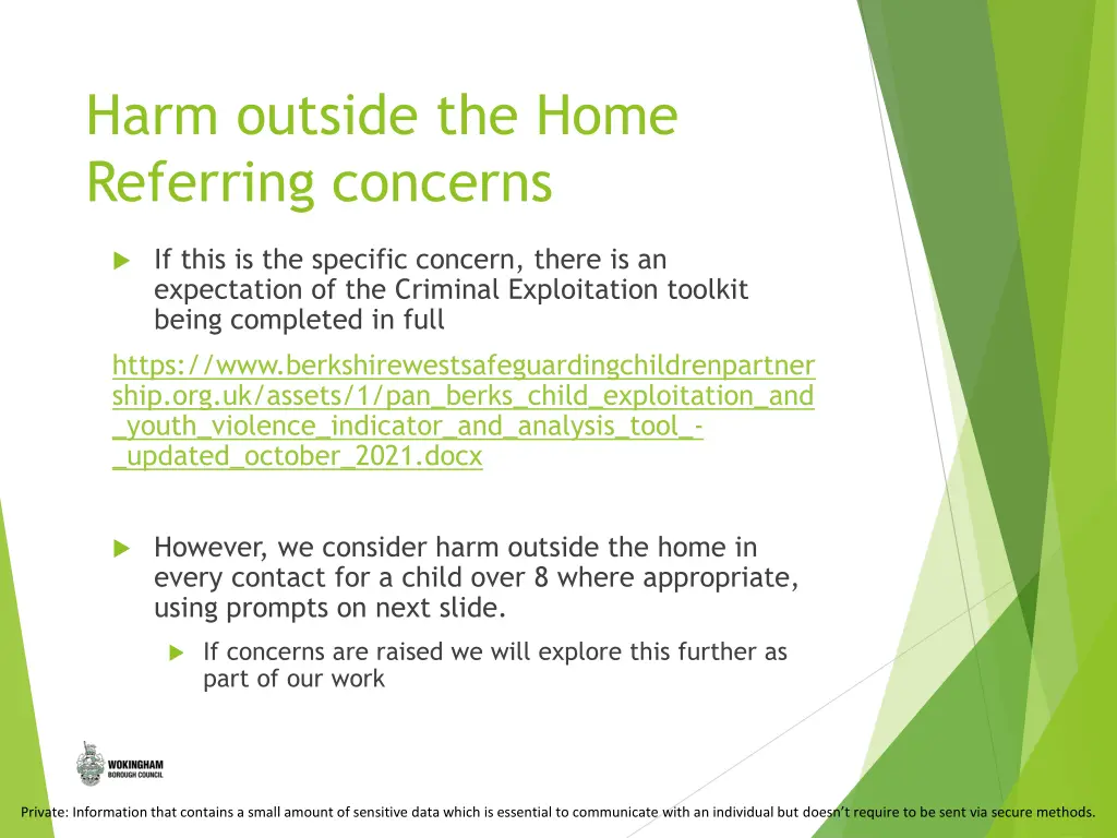 harm outside the home referring concerns