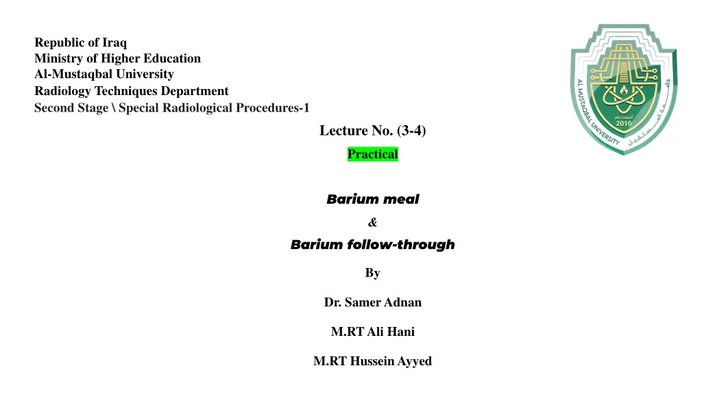 republic of iraq ministry of higher education