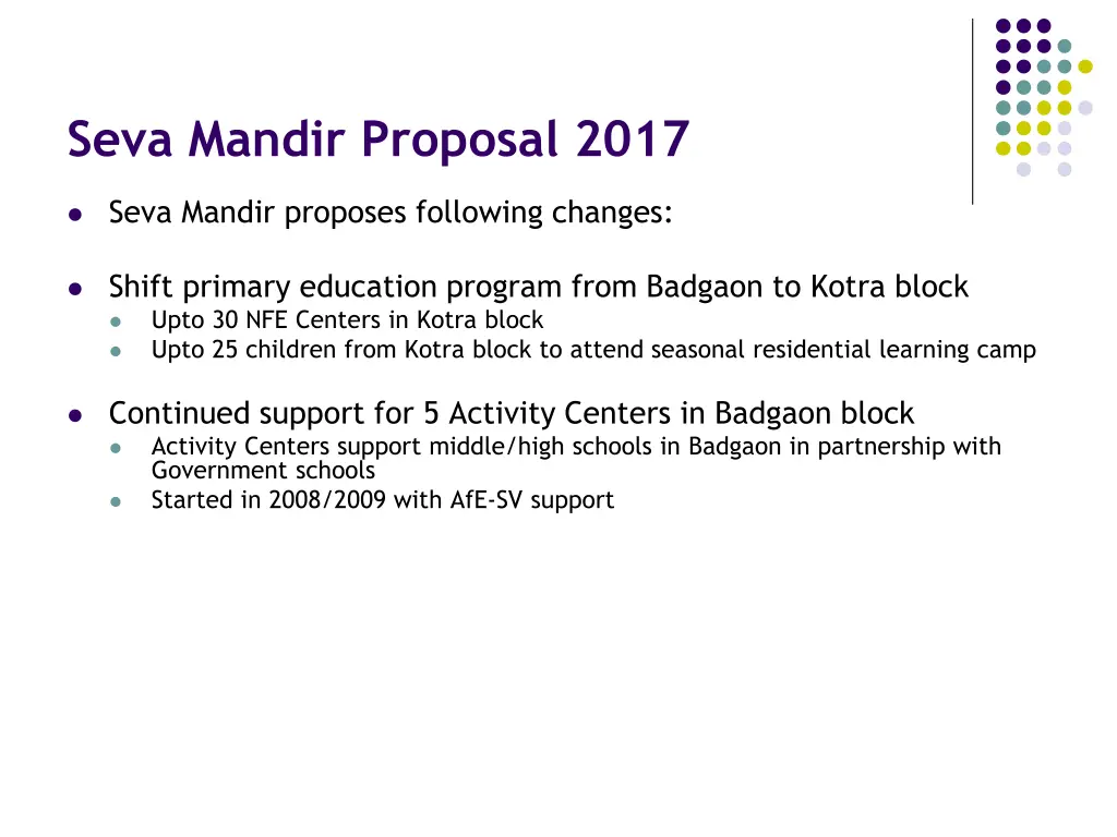 seva mandir proposal 2017