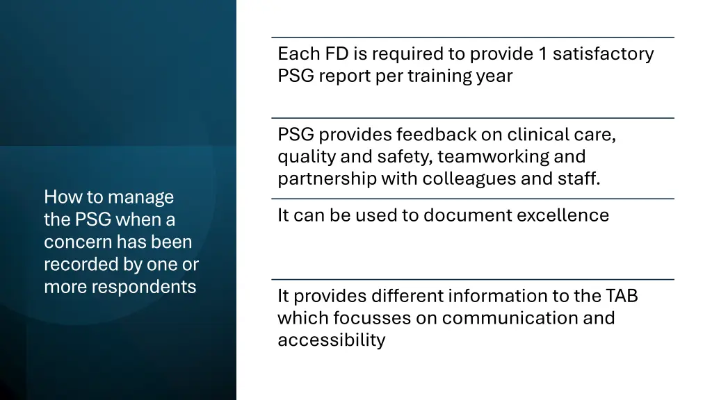 each fd is required to provide 1 satisfactory