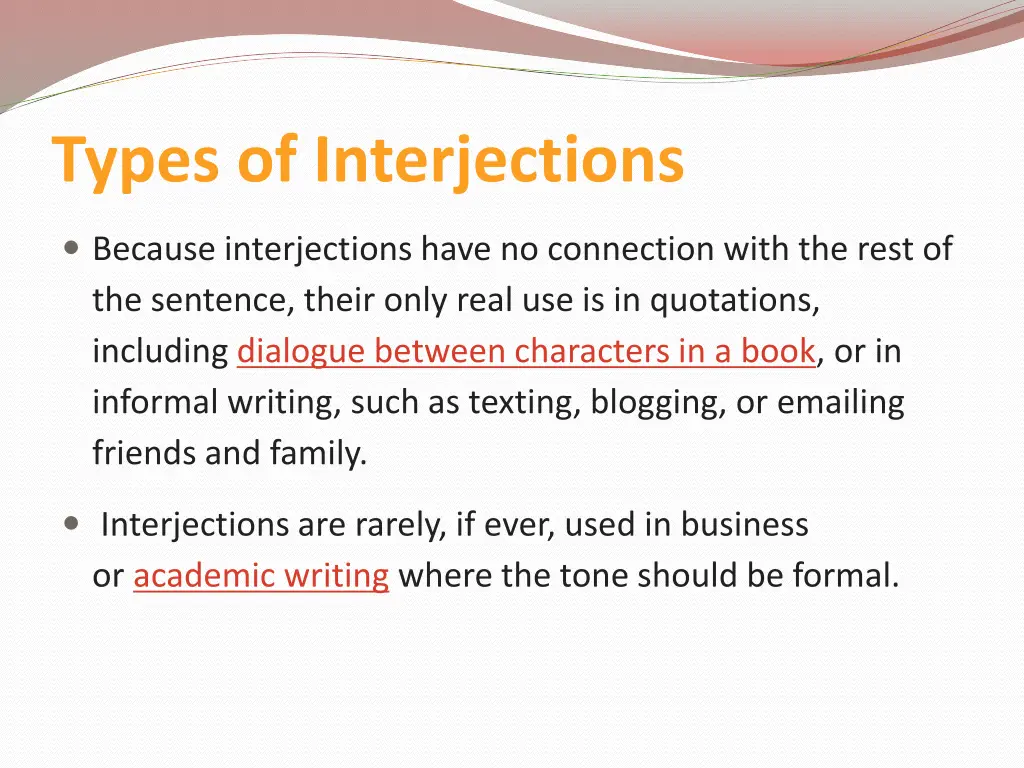 types of interjections