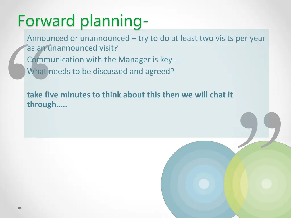 forward planning announced or unannounced