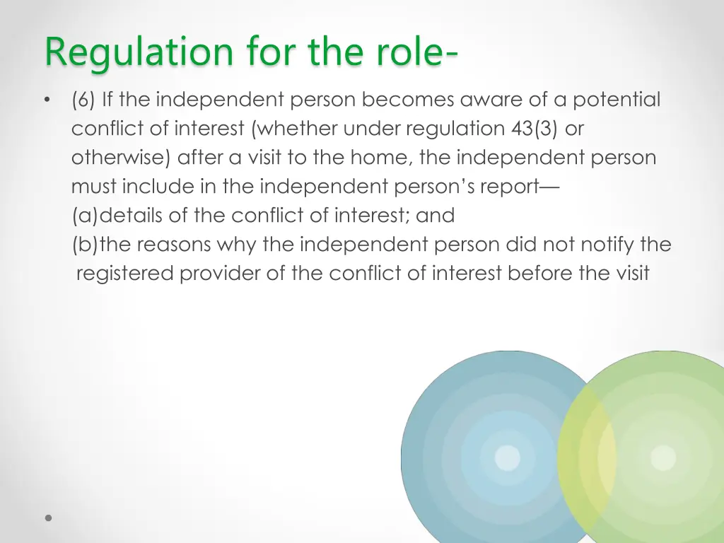 regulation for the role 1