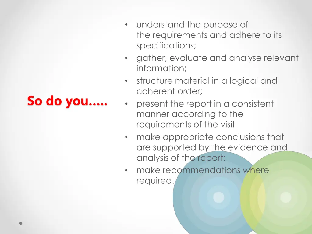understand the purpose of the requirements